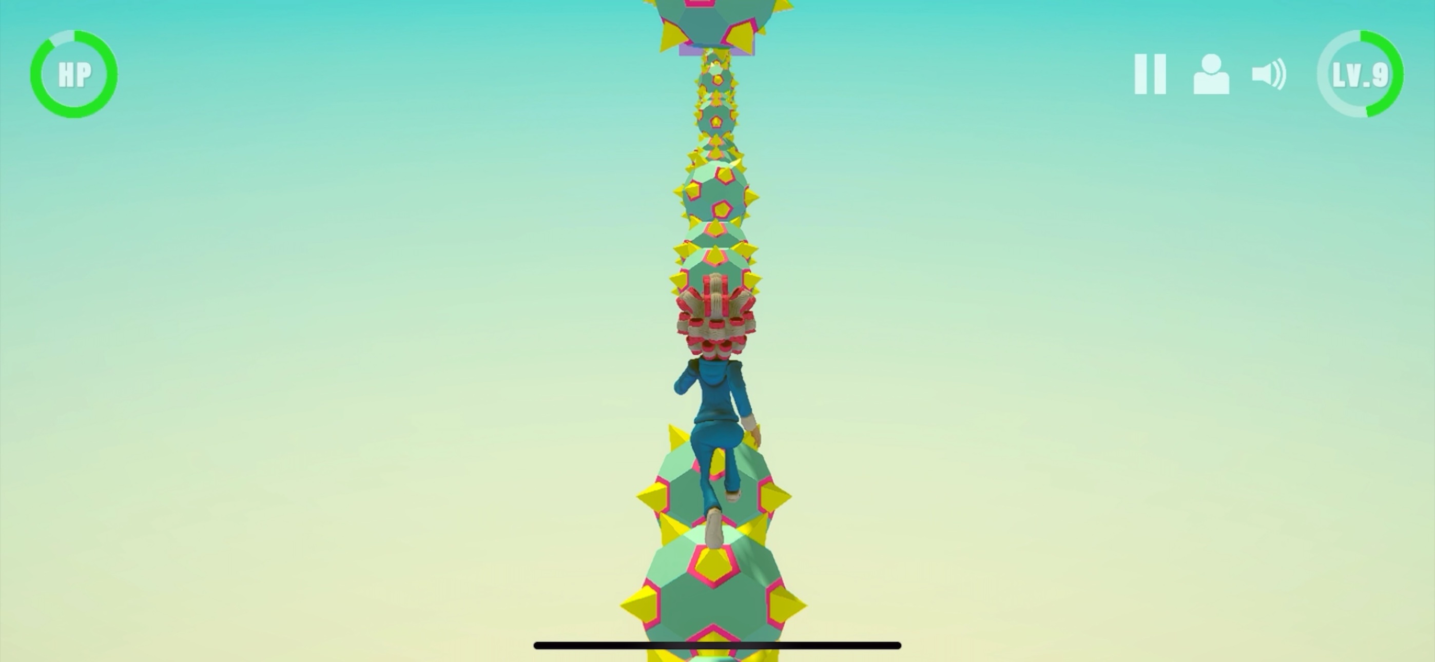 Sky Run platformer game screenshot showing character progression